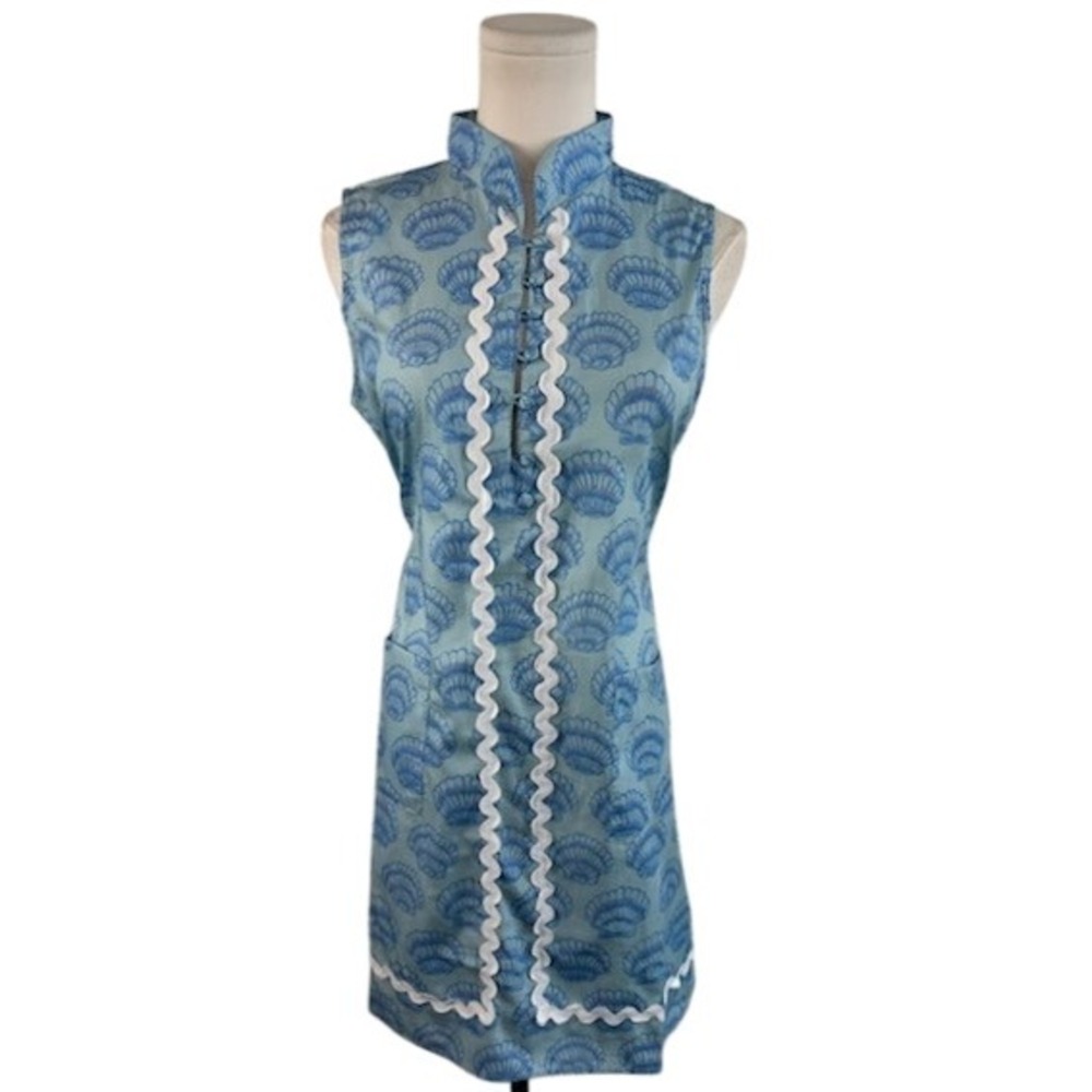 New Sail to Sable STS Short Ric Rac Blue Seashell Dress Women's Size Medium